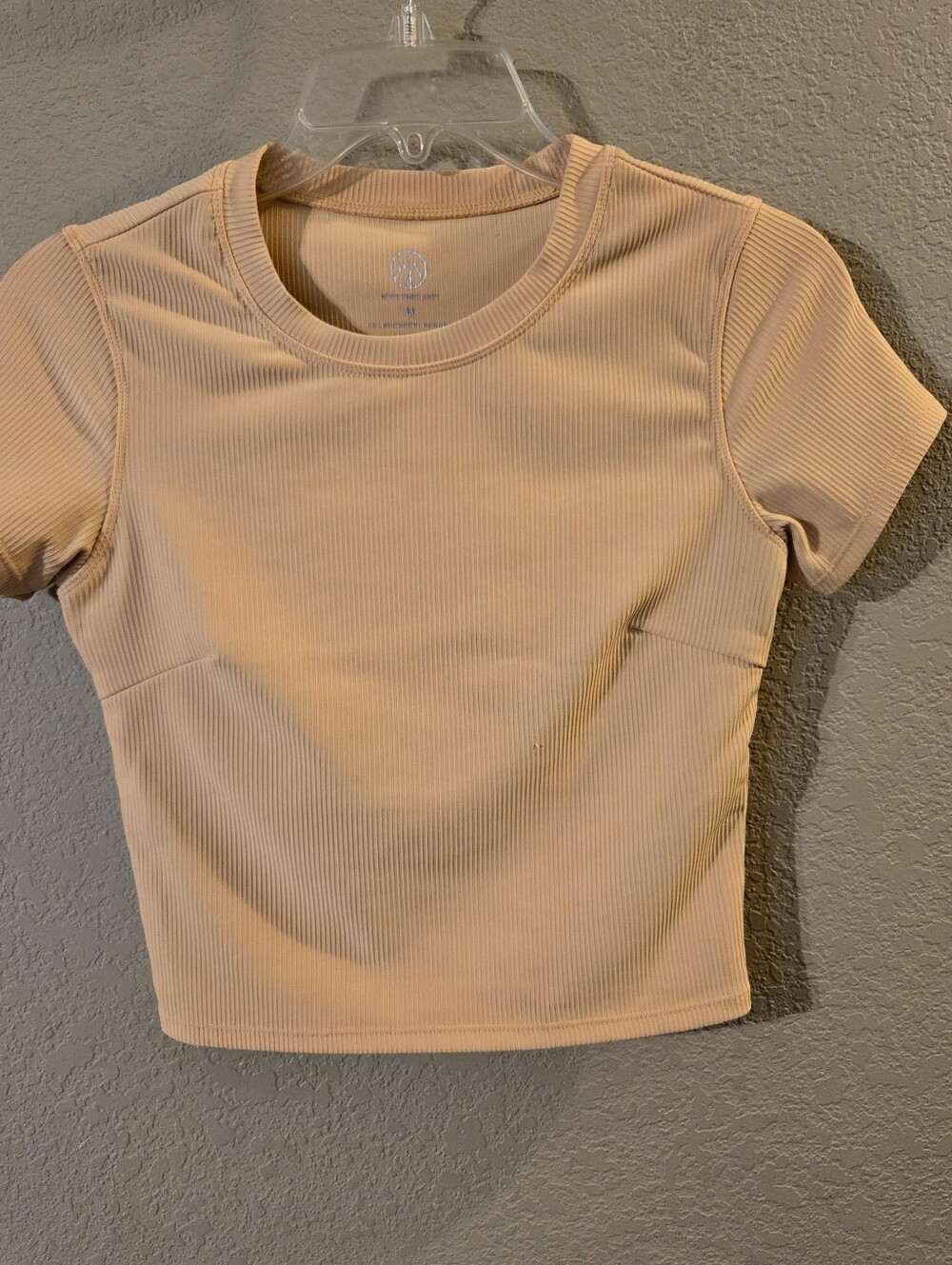 Move Theology Womens Yellow Ribbed Short Sleeve Top Medium Cut-Out in Back